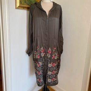 Johnny Was Charcoal Grey Satin Duster